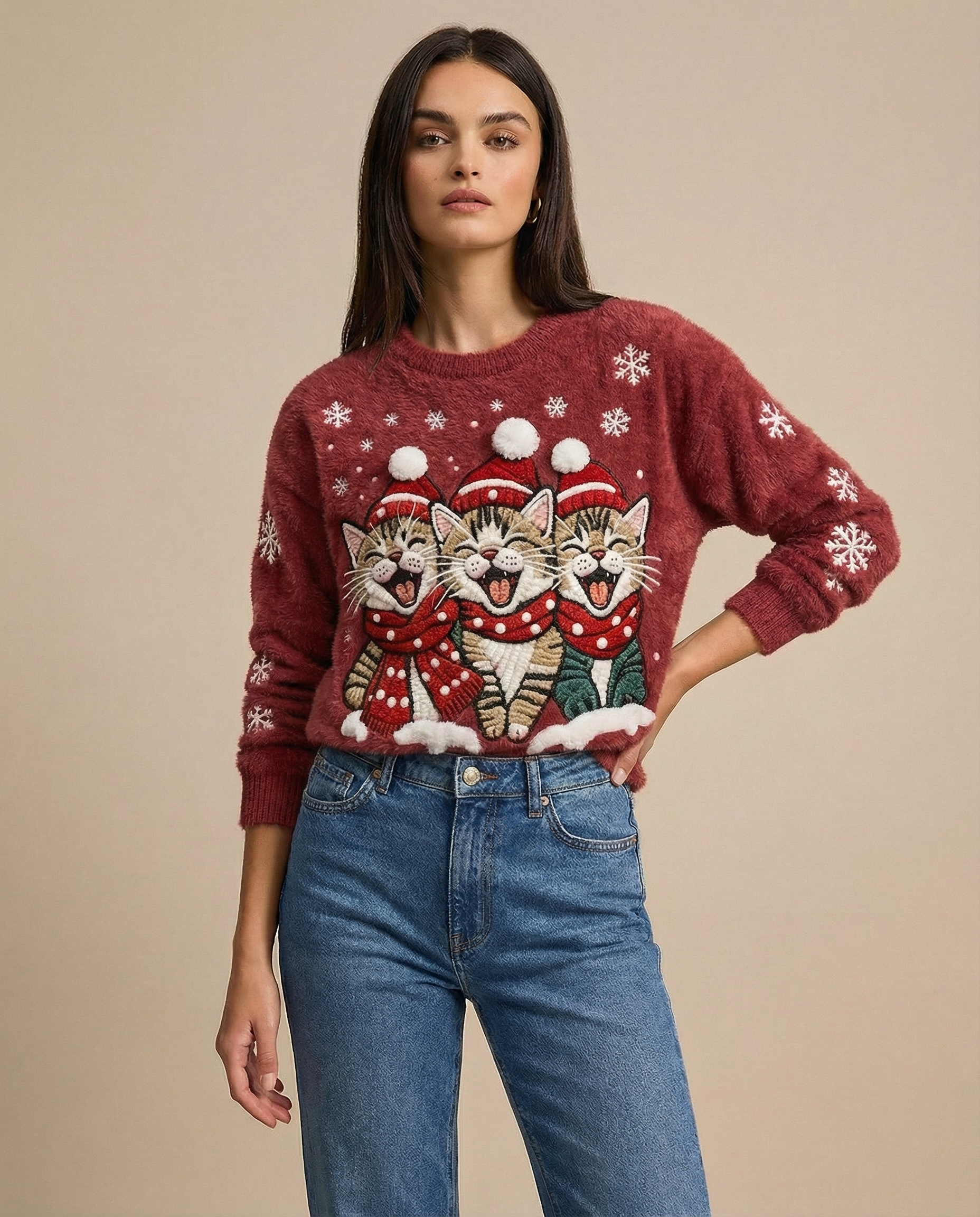 Daisy | Cosy Sweater With Three Happy Cats