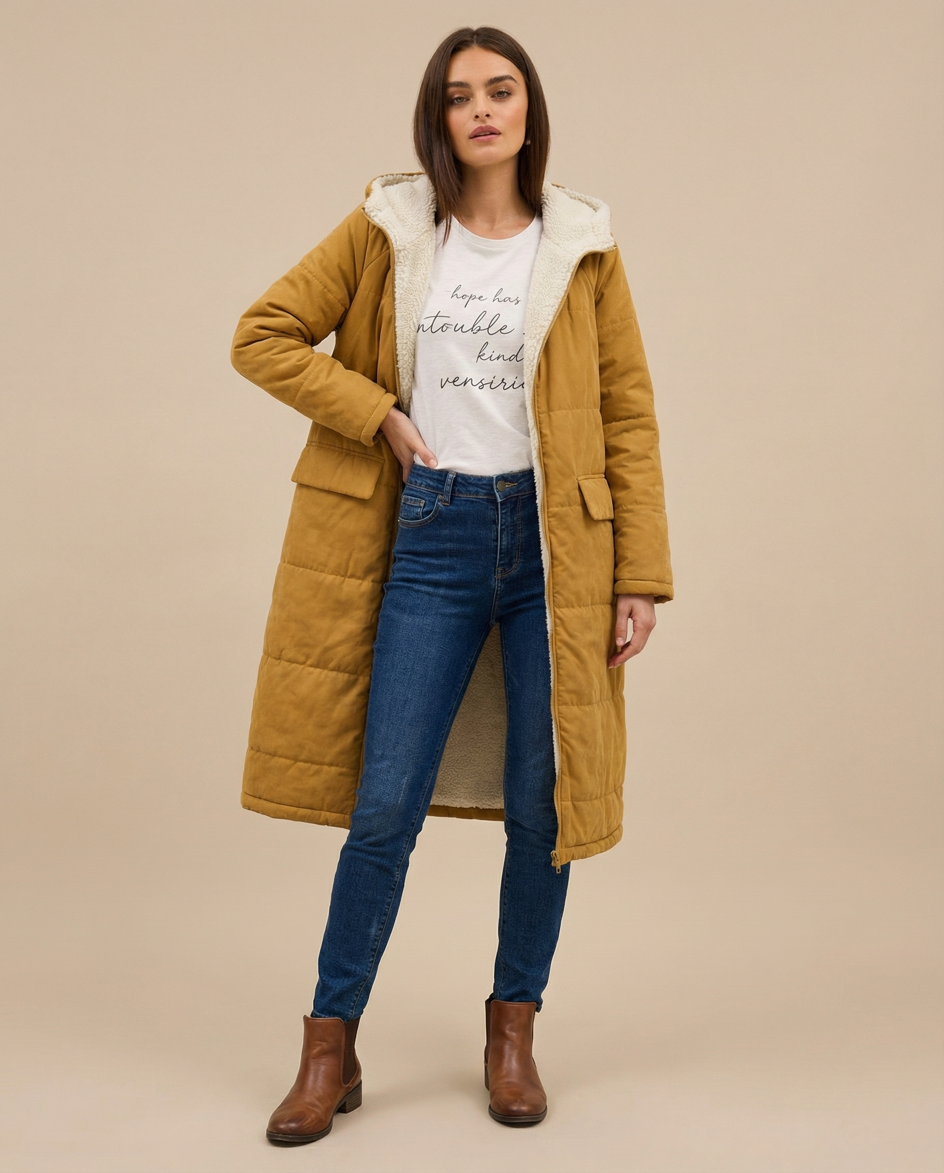 Lizzy -Sherpa-Lined Hooded Teddy Coat