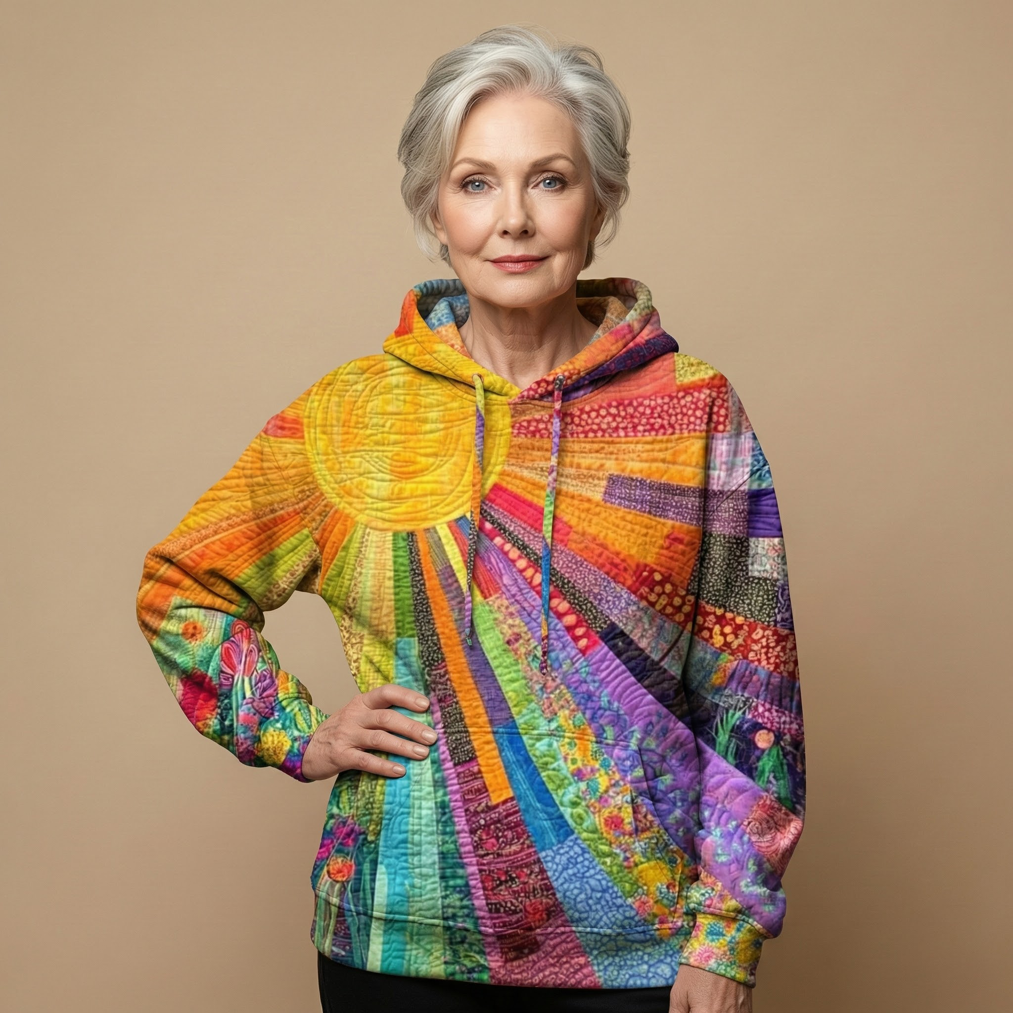 Laura - Bohemian Multicolor Patchwork Hoodie