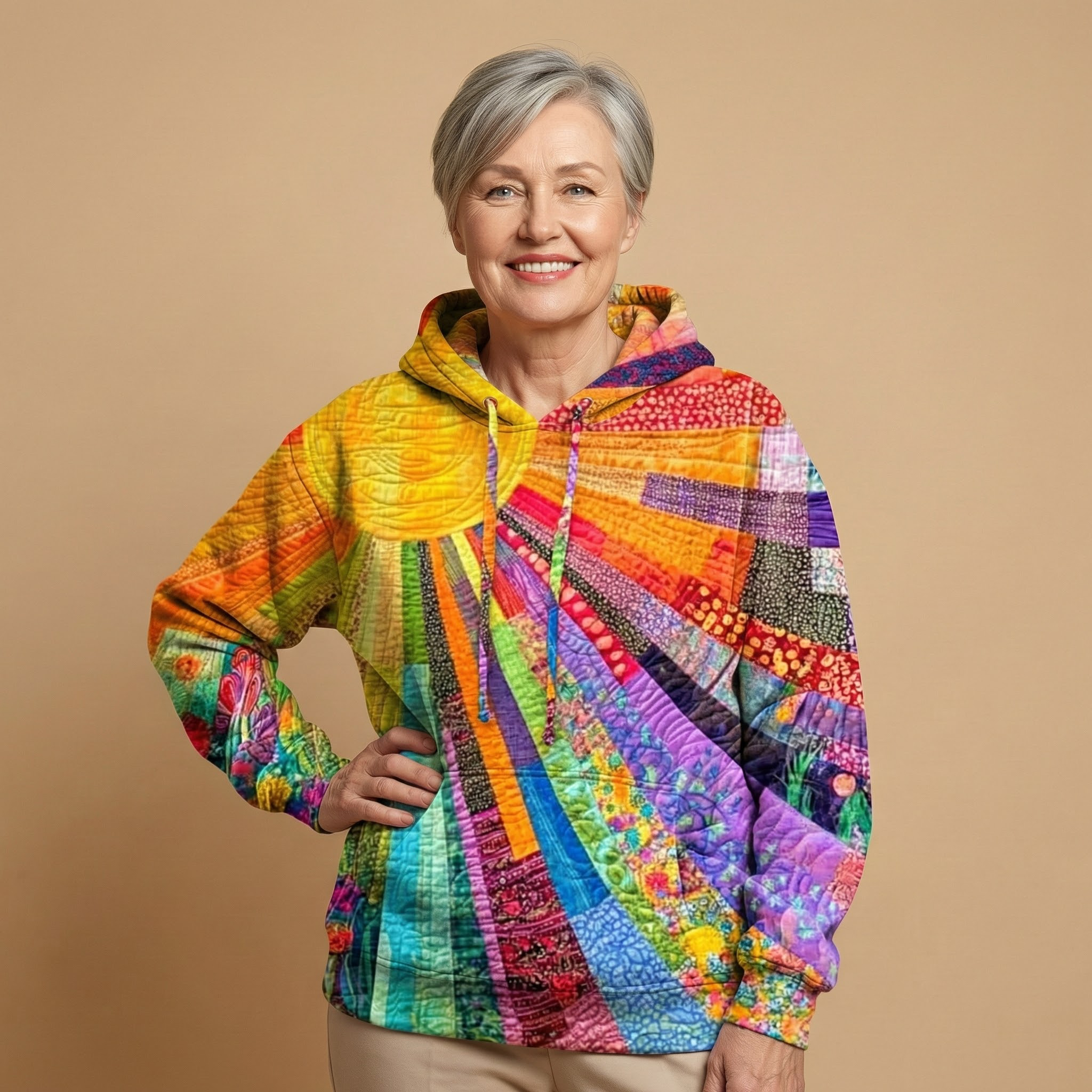 Laura - Bohemian Multicolor Patchwork Hoodie