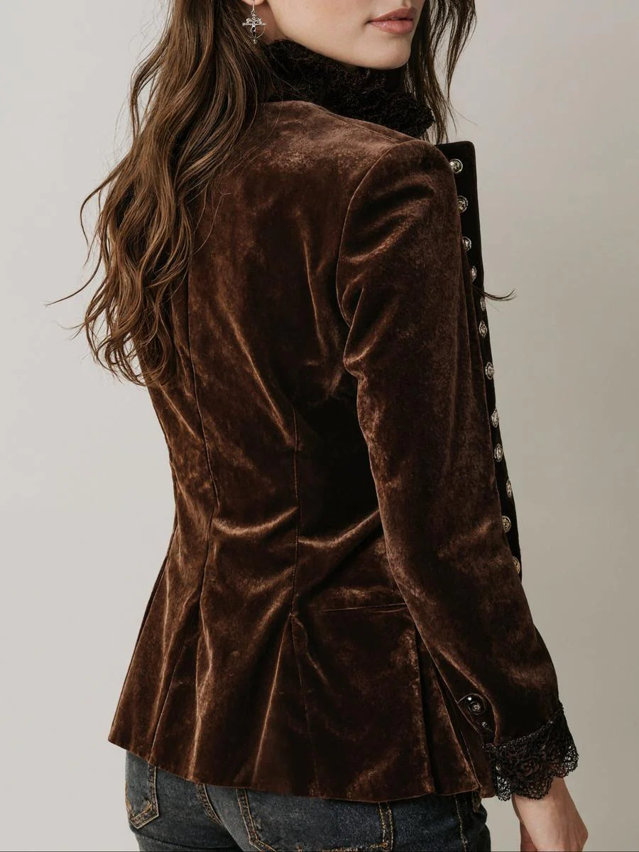 Florence – Fuzzy Coffee Mock Neck Jacket