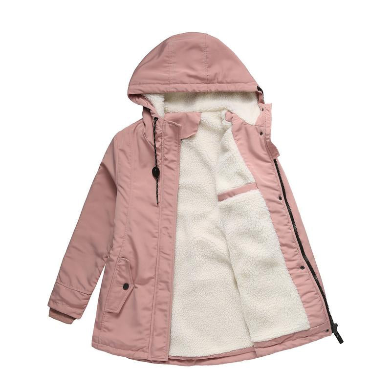 Amina - Thick Winter Coat with Hood and Quilted Lining for Winter Warmth