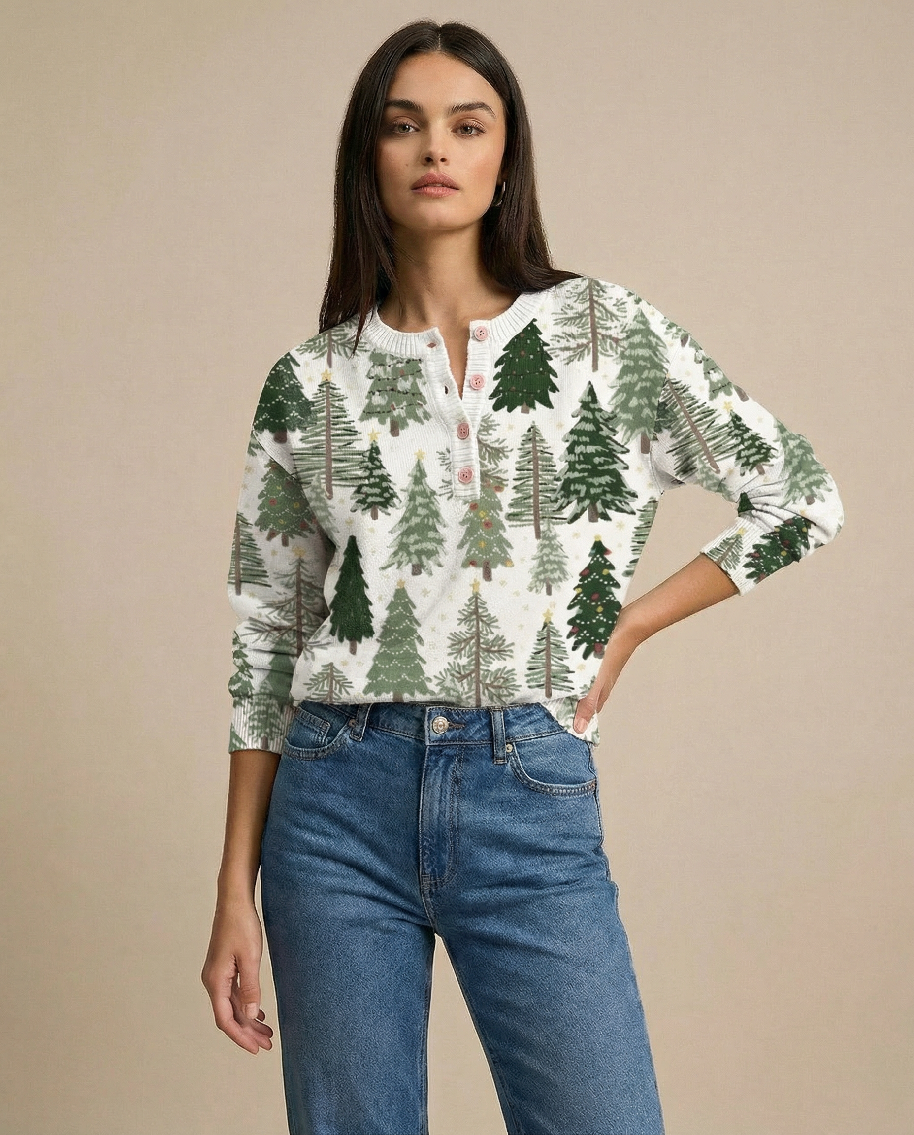 Hallie - Christmas jumper with buttons