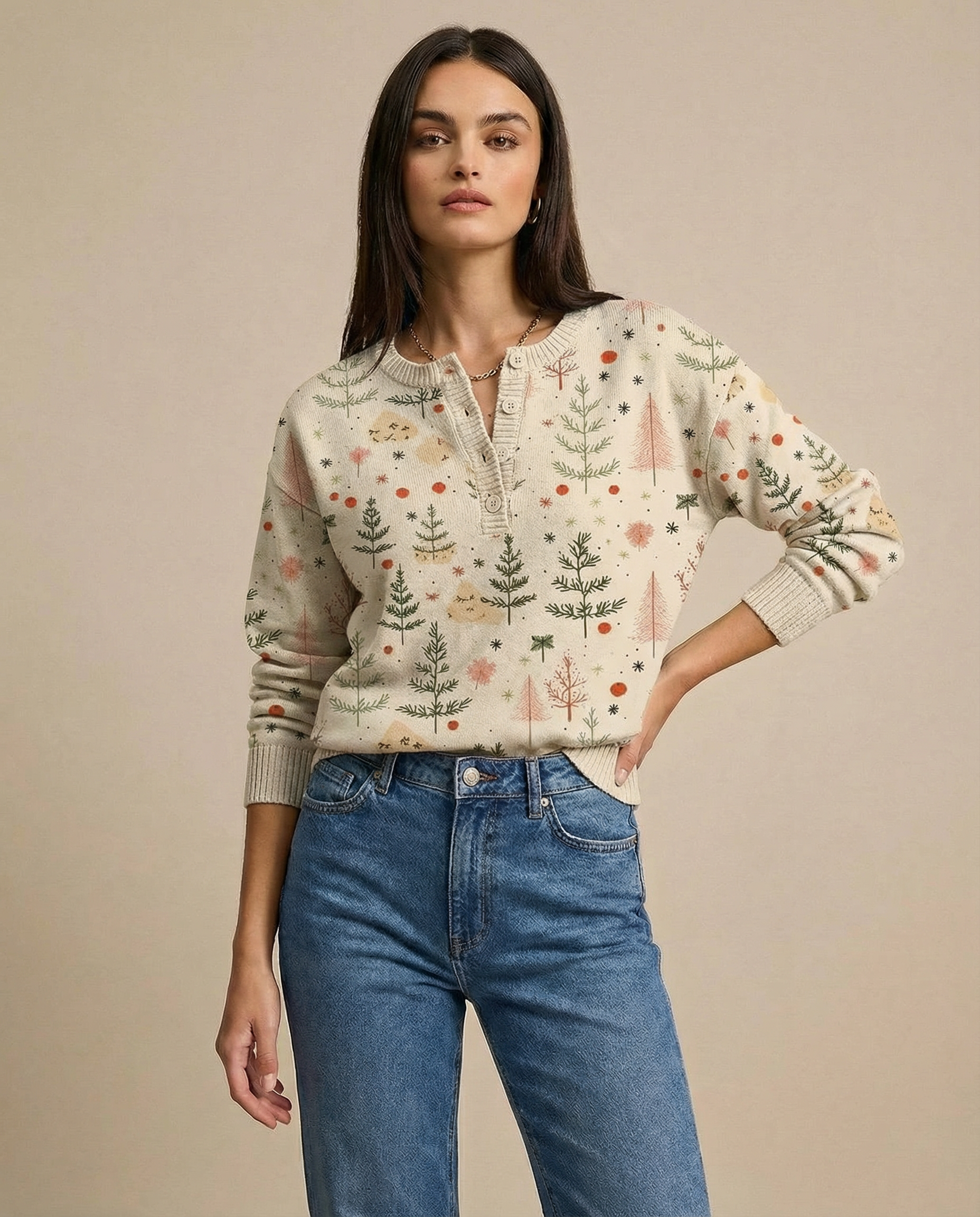 Hallie - Christmas jumper with buttons