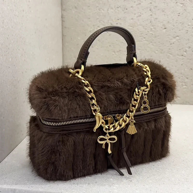 Courtney | Faux Fur Mini Box Shoulder Bag