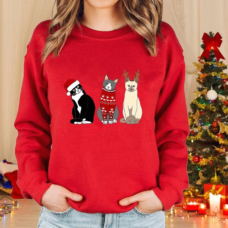 Festive Cat Lover Crewneck Sweatshirt