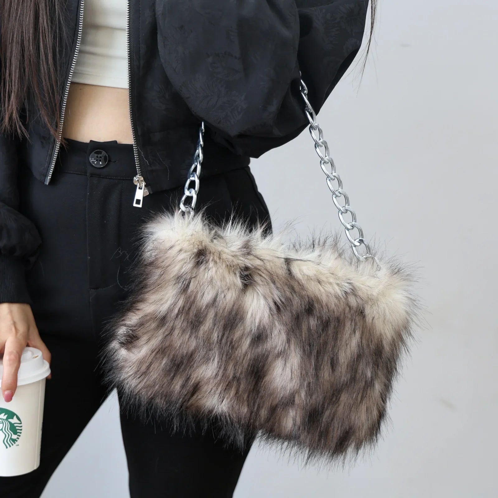 Brynn | Faux Fur Pattern Shoulder Bag