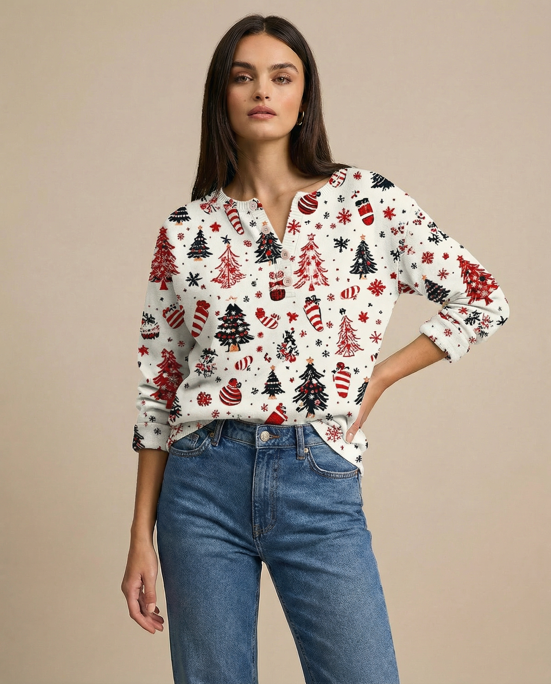 Hallie - Christmas jumper with buttons