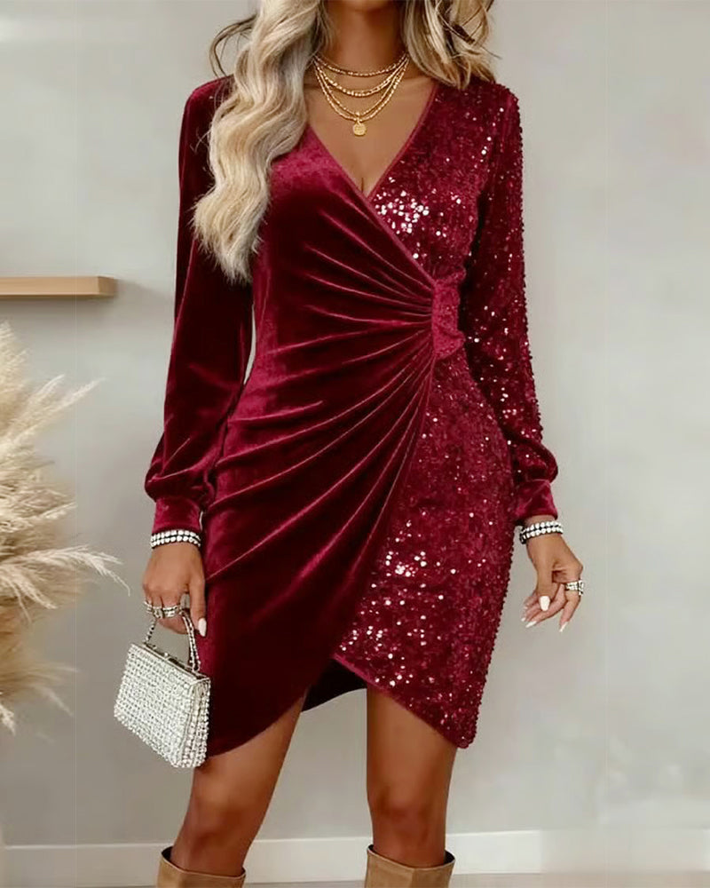 Emilia | Christmas Midi Dress with a V-Neck