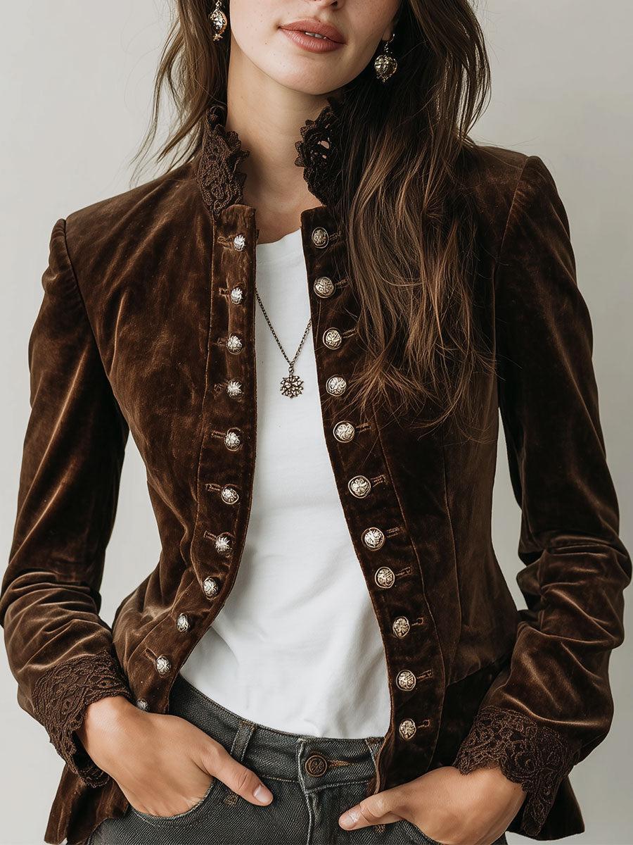 Florence – Fuzzy Coffee Mock Neck Jacket