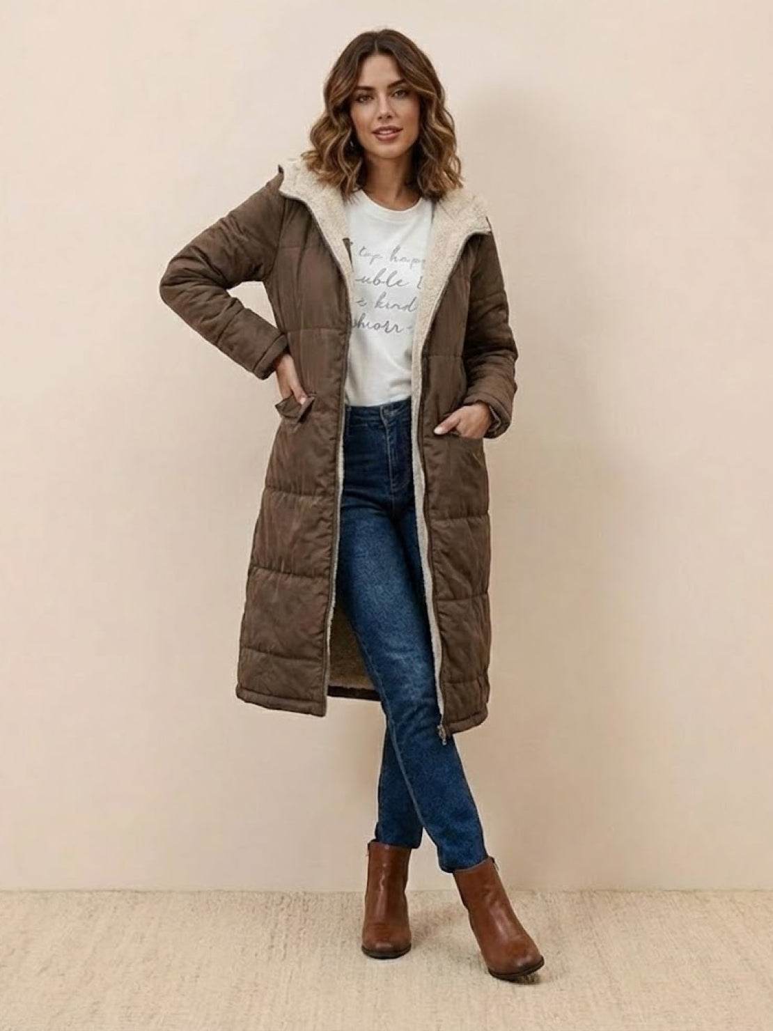 Lizzy -Sherpa-Lined Hooded Teddy Coat