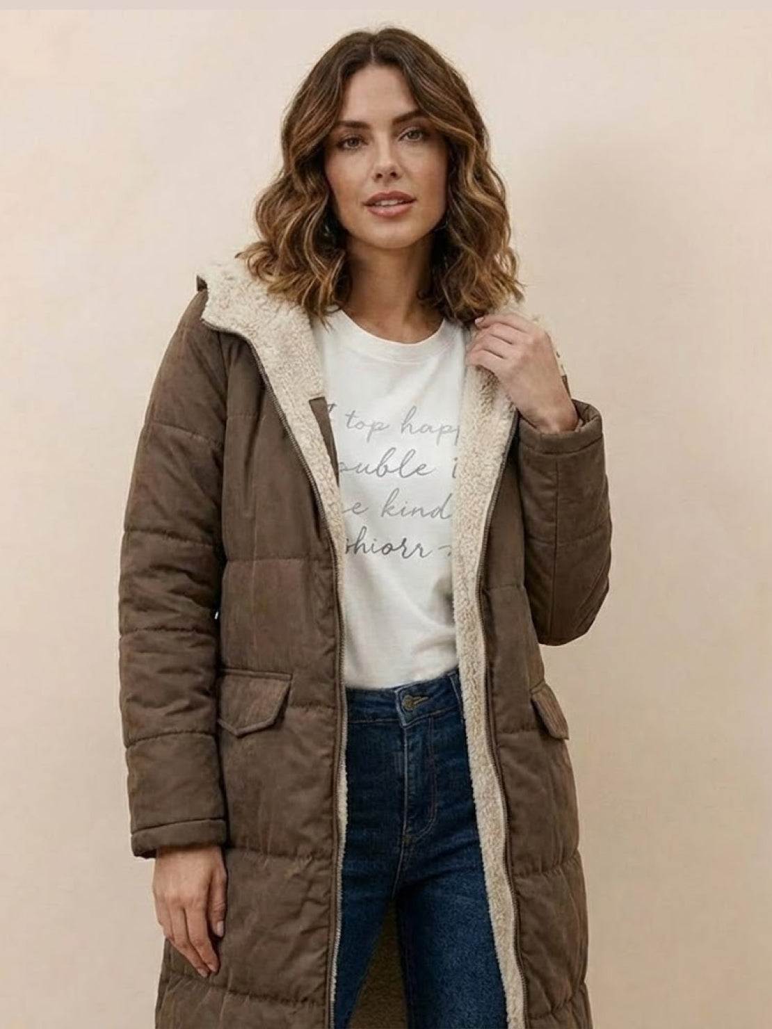 Lizzy -Sherpa-Lined Hooded Teddy Coat