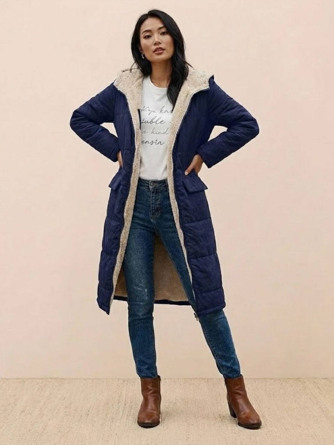 Lizzy -Sherpa-Lined Hooded Teddy Coat