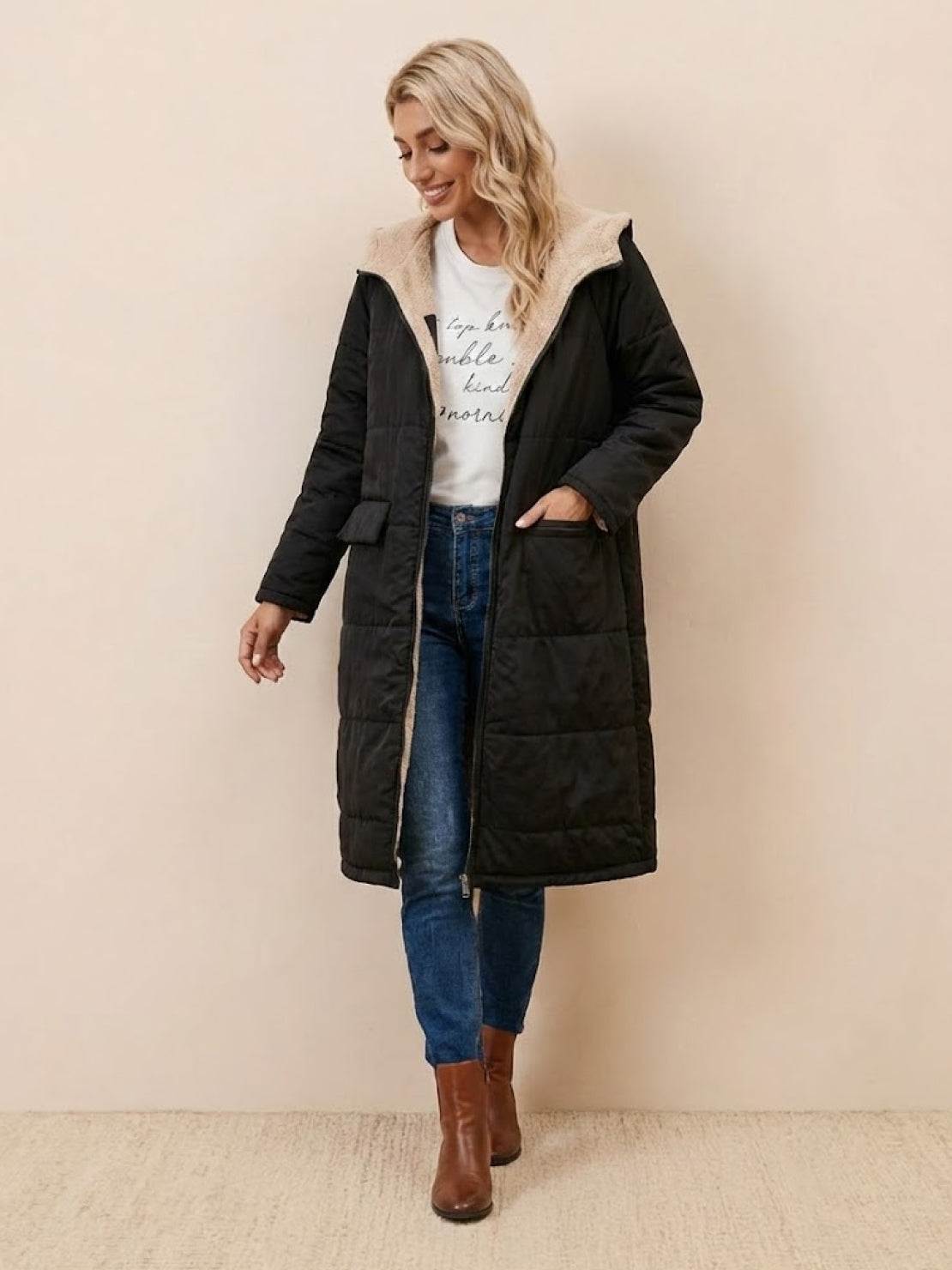 Lizzy -Sherpa-Lined Hooded Teddy Coat